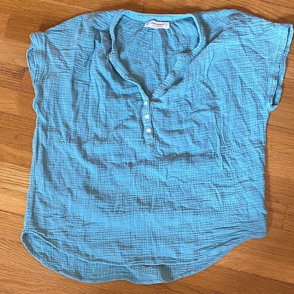 Madewell Turquoise Textured Gauzy Blouse